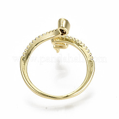 Messing Micro Pave klare Manschettenringe aus Zirkonia&nbsp;RJEW-S045-046G-NR