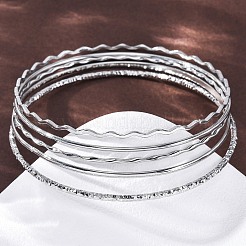 5 set di braccialetti in acciaio inossidabile 304 per donna&nbsp;LS-BJEW-S162-01B-P