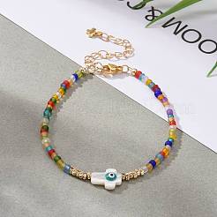 Cruz con pulseras de cuentas de mal de ojo&nbsp;BJEW-JB06289-05