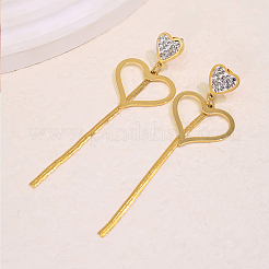 Boucles d'oreilles pendantes en acier inoxydable 304 avec strass pour femmes&nbsp;DD2048