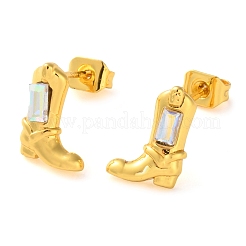 Ohrstecker aus Messing mit Mikropavé-Zirkonia für Damen&nbsp;EJEW-B111-01G-01