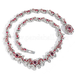 Colliers à maillons en laiton pavé d'épines oculaires pointues en oxyde de zirconium rouge foncé pour hommes&nbsp;FS-WG4F103-03
