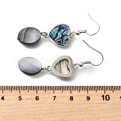 Messing Abalone Muschel schwarze Muschel baumeln Ohrringe&nbsp;EJEW-D313-01P