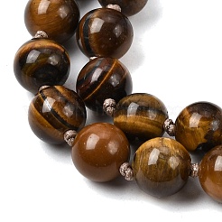 Collares de cuentas redondas con oración de mala de ojo de tigre natural con borla larga y árbol de la vida de metal&nbsp;FS-WG93CBE-04