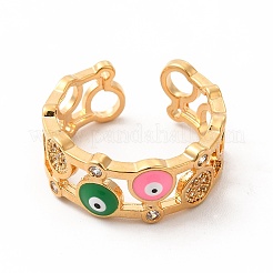 Anello polsino aperto malocchio smaltato colorato con zirconi cubici&nbsp;KK-A180-51G