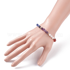 Chakra-Thema-Natursteinperlen dehnen Armbänder für Mädchenfrauen aus&nbsp;BJEW-JB07244