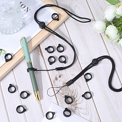 36 anneau en silicone avec 6 cordons en polyester pour collier et pendentif anti-perte&nbsp;DIY-GF0008-08C