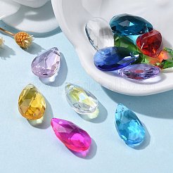 72 Stück 12 Farben Geburtsstein Charms Glasanhänger&nbsp;RGLA-ZZ0001-02-9x15mm
