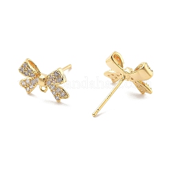 Accessoires de puces d'oreilles en laiton zircone cubique transparente&nbsp;KK-A238-02A-G