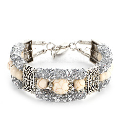 Bracciali sintetici con perline rotonde turchesi&nbsp;WG537C6-02