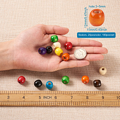180 pièce de perles en bois d'érable naturel teintées en 9 couleurs&nbsp;WOOD-CD0001-06A-LF