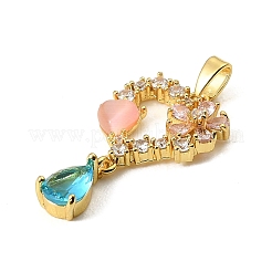 Pendentifs en laiton sertis de micro-pavés de zirconiums cubiques colorés pour la Saint-Valentin&nbsp;KK-E804-04G