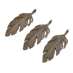 Pendente grande a foglia in lega stile tibetano&nbsp;X-PALLOY-A15448-AB