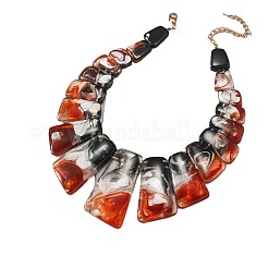 Trapezförmige Halsketten und Ohrhänger-Sets aus Acrylperlen für Damen&nbsp;WGD2EAB-04