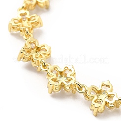 Klares Kleeblatt-Gliederkettenarmband mit kubischen Zirkonia&nbsp;BJEW-A132-15G