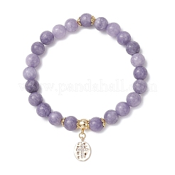 Pulseras elásticas con cuentas redondas de jade blanco natural teñidas de 8.5 mm para mujer&nbsp;BJEW-JB12260-03