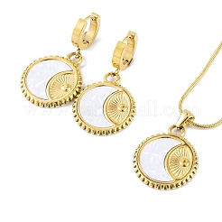 Orecchini e collane pendenti in conchiglia sintetica con placcatura ionica (ip)&nbsp;SJEW-M100-08B-G