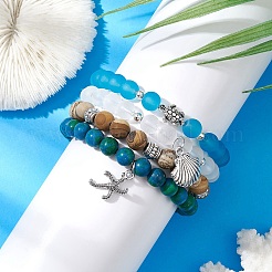 Bracelets en perles synthétiques de chrysocolle&nbsp;BJEW-JB10987