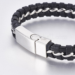 Lederarmbänder geflochtene Schnur&nbsp;BJEW-E350-08B