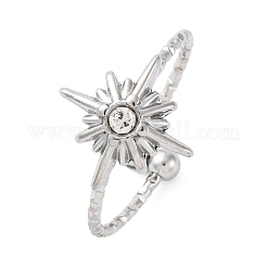 Anelli con polsino in strass in acciaio inossidabile 304&nbsp;RJEW-D306-23P