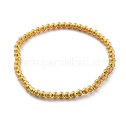 Pulseras elásticas con cuentas de latón para hombres y mujeres&nbsp;BJEW-G736-04G