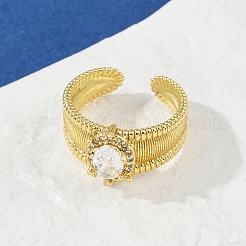 Anelli da donna aperti con micro pavé di zirconi cubici in ottone&nbsp;RJEW-U059-01G-02