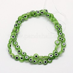 Handmade bösen Blick lampwork flache runde Perle Stränge&nbsp;LAMP-L058-6mm-02