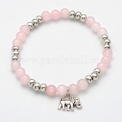 Perline elefante bracciali fascino tratto naturale pietra mista&nbsp;BJEW-JB01974