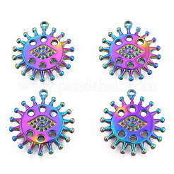 Pendentifs en acier inoxydable 304 plaqués or avec strass&nbsp;STAS-N098-201M