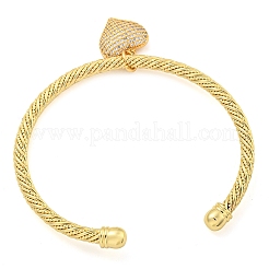 Bracelets à manchette ouverte en laiton micro pavé de zircone cubique transparente&nbsp;BJEW-P320-01G