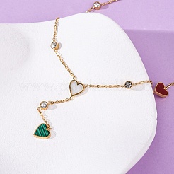 Collane con ciondolo a forma di cuore colorato in acciaio inossidabile 304&nbsp;NJEW-F346-03G