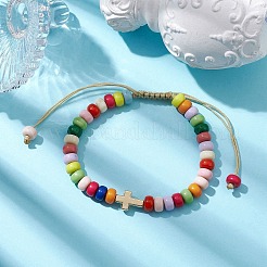 Braccialetti colorati con perline intrecciate in acrilico con rondelle&nbsp;BJEW-JB10339-01