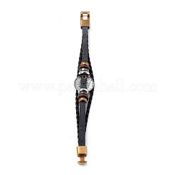 Bracelets rétro de multi-brins en cuir tressé avec cordon&nbsp;BJEW-L616-20K