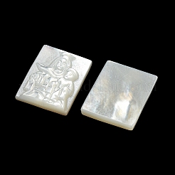 Cabochons de coquillages blancs naturels sculptés&nbsp;SSHEL-N038-07-04