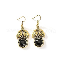 Orecchini pendenti con foglia e strass in lega tonda piatta&nbsp;FS-WG8EEAF-01