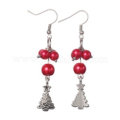 Tema de Navidad mixta de estilo tibetano colgante los pendientes de la aleación&nbsp;EJEW-JE01637