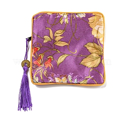 Sacchetti con cerniera per riporre gioielli in tessuto floreale in stile cinese&nbsp;AJEW-D063-01G