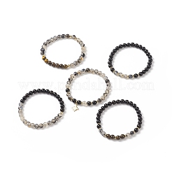 5pcs 5 Stil natürliche gemischte Edelsteine runde Perlen Stretch-Armbänder Set&nbsp;BJEW-JB08829