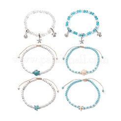 Set di cavigliere in turchese sintetico e howlite naturale a tema oceano&nbsp;AJEW-AN00505