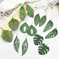 Boucles d'oreilles pendantes en bois pour femme&nbsp;WGE9009-01
