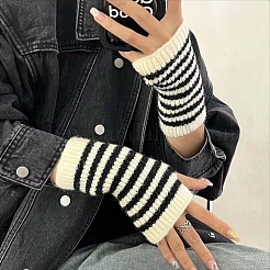 Fingerlose Handschuhe aus gestreiftem Acrylfaser-Strick&nbsp;PW-WG0C91E-01