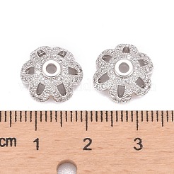 Tappi di perline in zirconia cubica con micro pavé in ottone a fiore 6 petalo ecologico&nbsp;X-ZIRC-M098-01P-FF