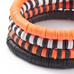 4 Stück 4 Stil Polymer Clay Heishi Surfer Stretch Armbänder Set mit Wort Spooky Boo Acrylperlen&nbsp;BJEW-TA00127