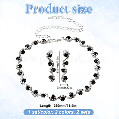 2 Satz 2 Farben Legierung Strass Halsketten & Ohrstecker Sets&nbsp;SJEW-GO0001-10B