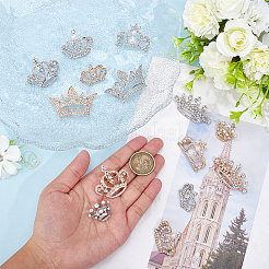 14 stücke 14 arten crown zink-legierung rhinestone anstecknadeln für kleidung&nbsp;JEWB-HY0001-56
