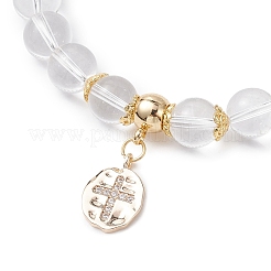 Pulseras elásticas de cuentas redondas de cristal de cuarzo sintético de 8.5 mm para mujer&nbsp;BJEW-JB12260-04