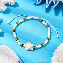 Braccialetti di perline intrecciate in turchese sintetico e semi di vetro&nbsp;BJEW-JB11157-01