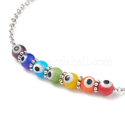 Bracelets de cheville multicolores faits à la main au chalumeau mauvais œil&nbsp;AJEW-AN00514-01
