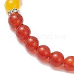 Bracelets extensibles en perles de jade malaisien et de cornaline naturelles teintées pour hommes et femmes&nbsp;BJEW-JB12539