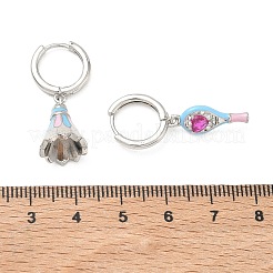 Boucles d'oreilles créoles en laiton avec micro pavé de zircone cubique pour femmes&nbsp;EJEW-A168-07P-02